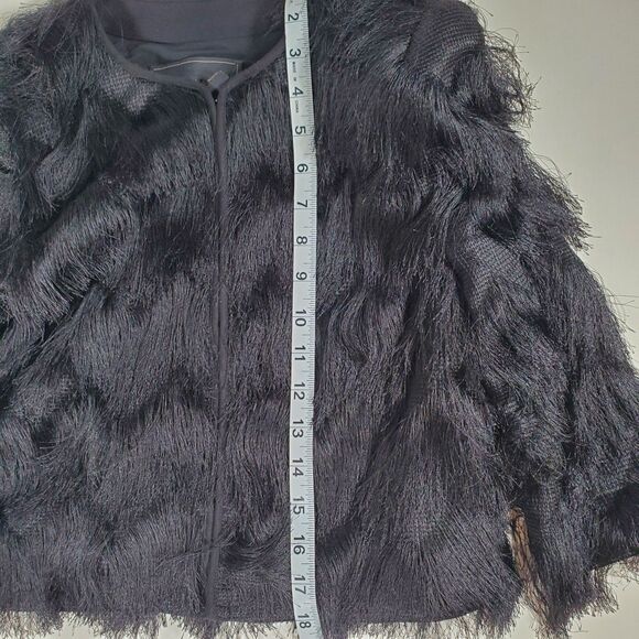 BCBG Maxazria Women's Jacket Size XS Black Fringed Jaxon Party Chevron - Picture 11 of 12
